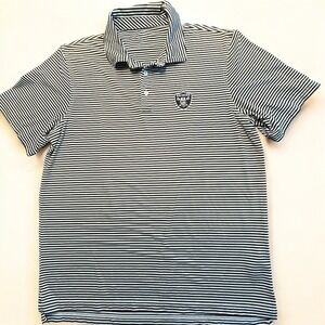 Men's Vineyard Vines Raiders Polo Shirt Small Dark‎ Brown White Striped NFL